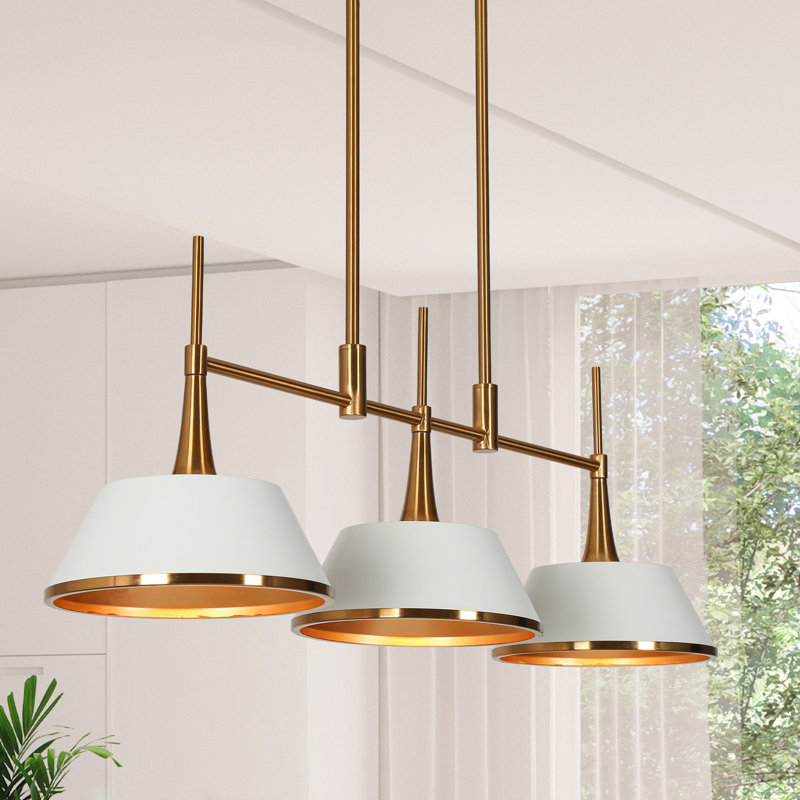 Nolia 3 Light 34.5 W Cone Gold linear Kitchen Island Pendant UL Certified